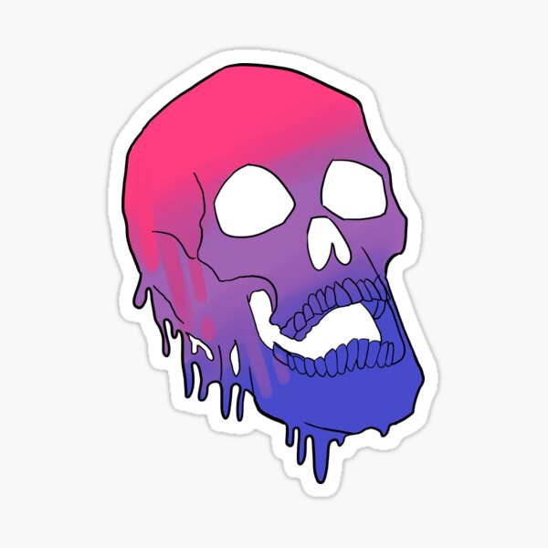 Item preview, LGBT Pride Melting Skull - Bi Flag designed and sold by spitscribble.