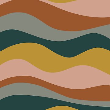 Artwork thumbnail, Retro Waves Minimalist Pattern Rust, Blush Pink, Gray, Navy Blue, and Mustard Gold by kierkegaard