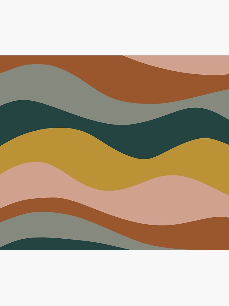 Thumbnail 5 of 5, Shower Curtain, Retro Waves Minimalist Pattern Rust, Blush Pink, Gray, Navy Blue, and Mustard Gold designed and sold by kierkegaard.