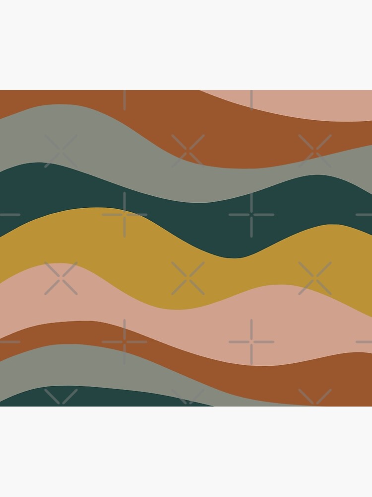 Retro Waves Minimalist Pattern Rust, Blush Pink, Gray, Navy Blue, and Mustard Gold by kierkegaard