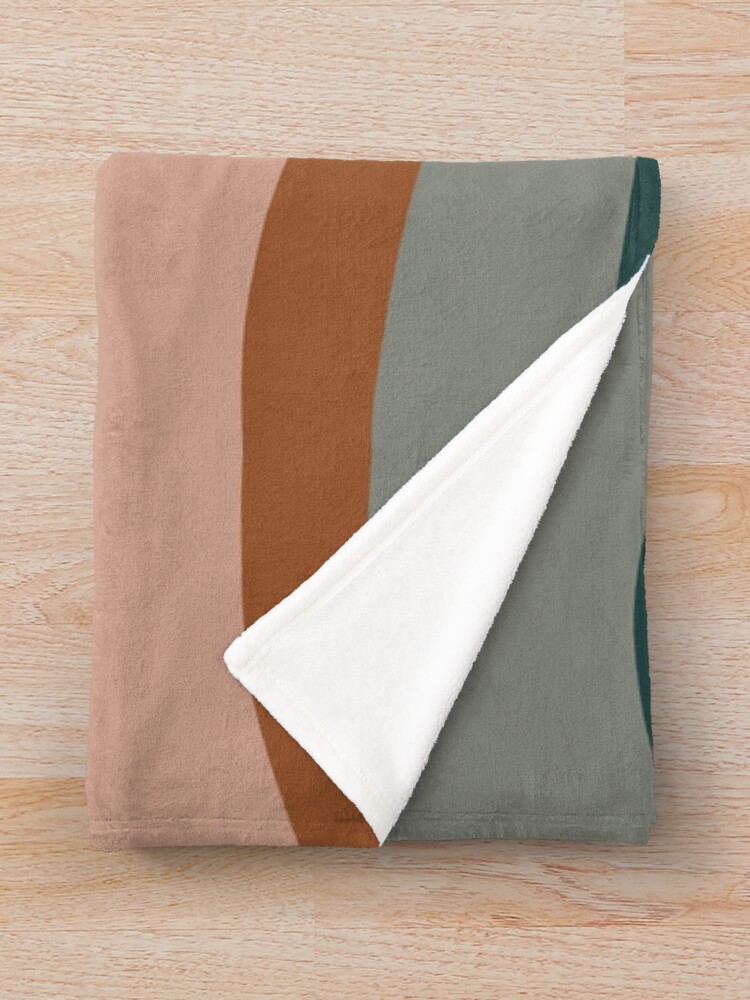 Alternate view of Retro Waves Minimalist Pattern Rust, Blush Pink, Gray, Navy Blue, and Mustard Gold Throw Blanket