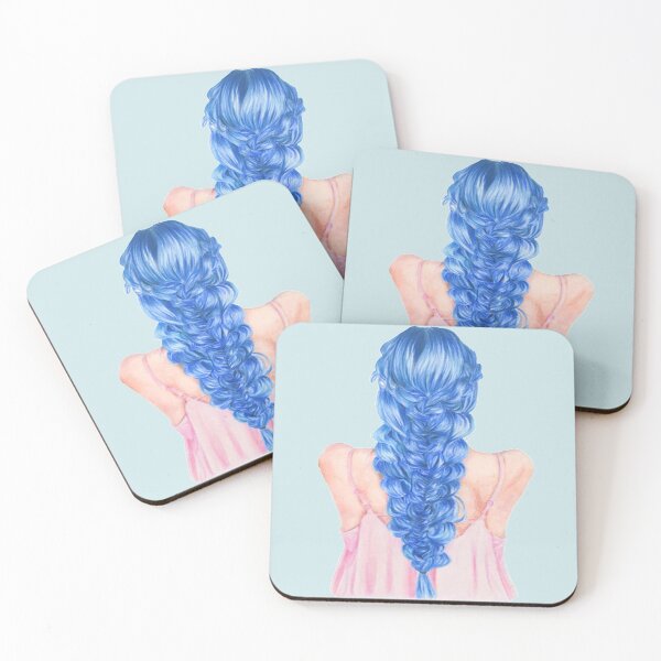 Item preview, Girl with blue braided hair designed and sold by aestystic.