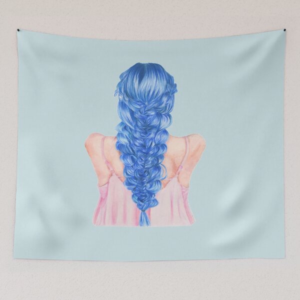 Item preview, Girl with blue braided hair designed and sold by aestystic.