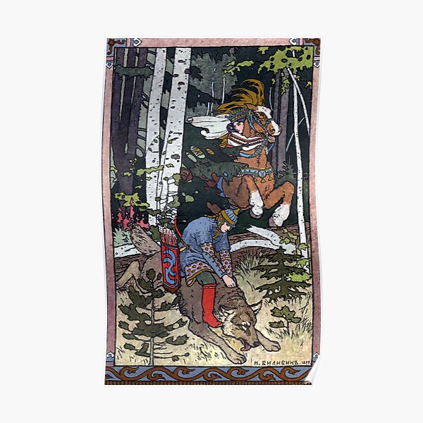 Ivan and the Wolf - Ivan Bilibin Poster