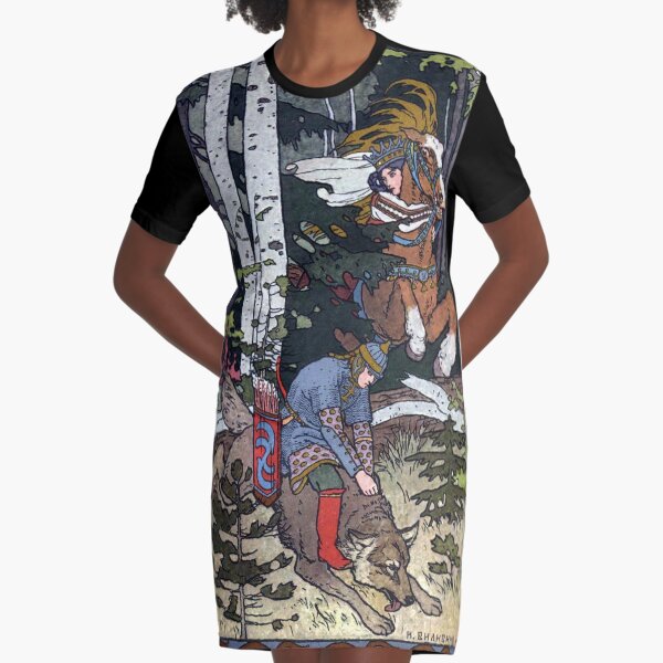Ivan and the Wolf - Ivan Bilibin Graphic T-Shirt Dress