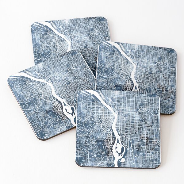 Item preview, Portland Map Watercolor Navy Blue by Zouzounio Art designed and sold by zouzounioart.