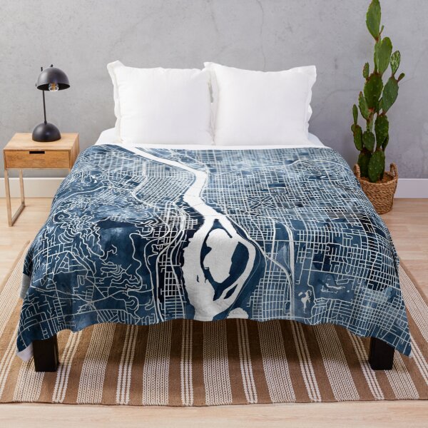 Item preview, Portland Map Watercolor Navy Blue by Zouzounio Art designed and sold by zouzounioart.