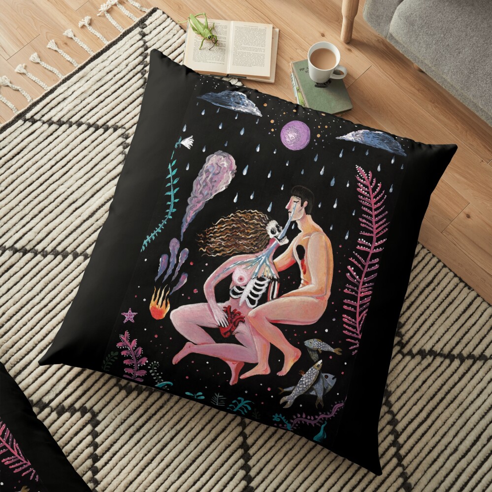 Skeleton Woman Floor Pillow