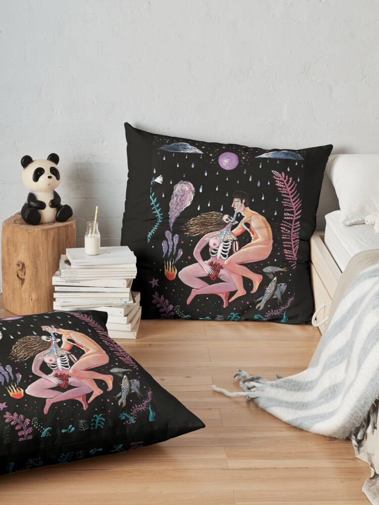 Alternate view of Skeleton Woman Floor Pillow