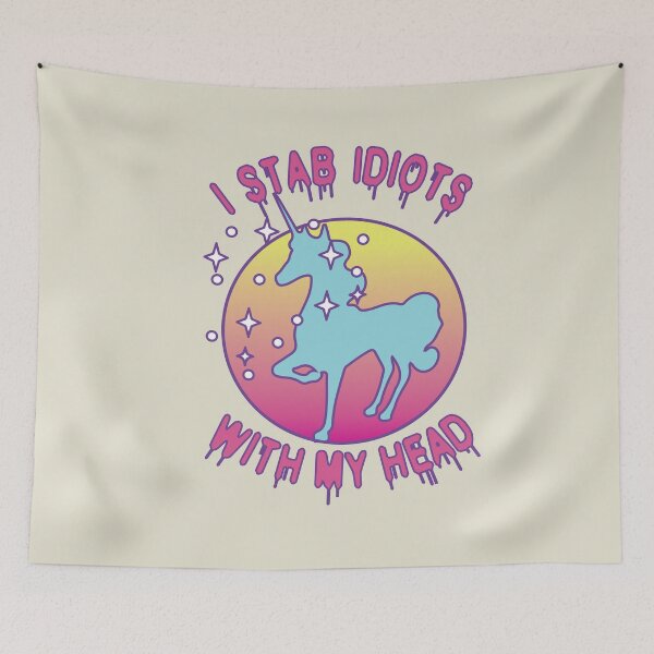 Item preview, Unicorn Sunset I Stab Idiots With My Head designed and sold by NeonSpaceJunk.