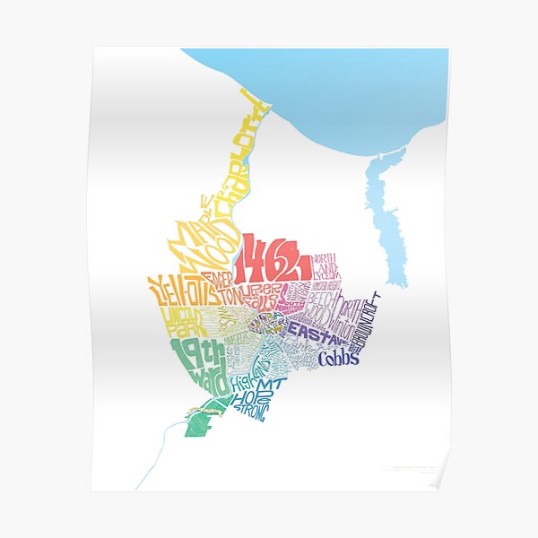 Rochester Neighborhoods Map (Neighborhoods of Rochester, New York) Poster