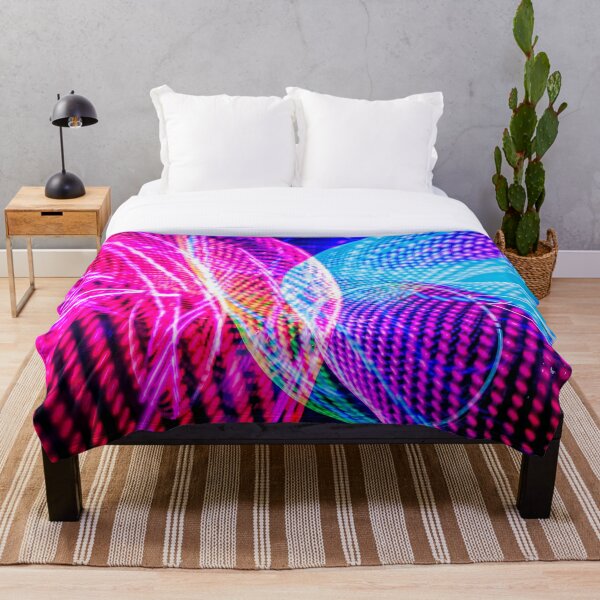 Pixel Spiral - Double LED Hoop Trails Throw Blanket