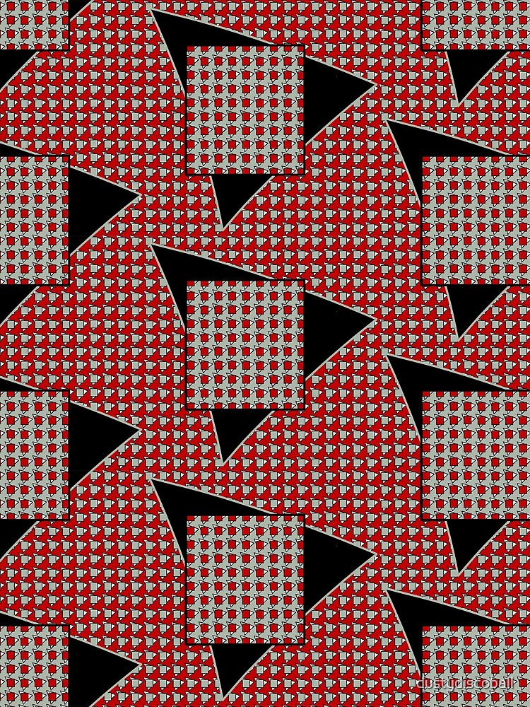 Modern houndstooth - red, black and sage by dustydiscoball