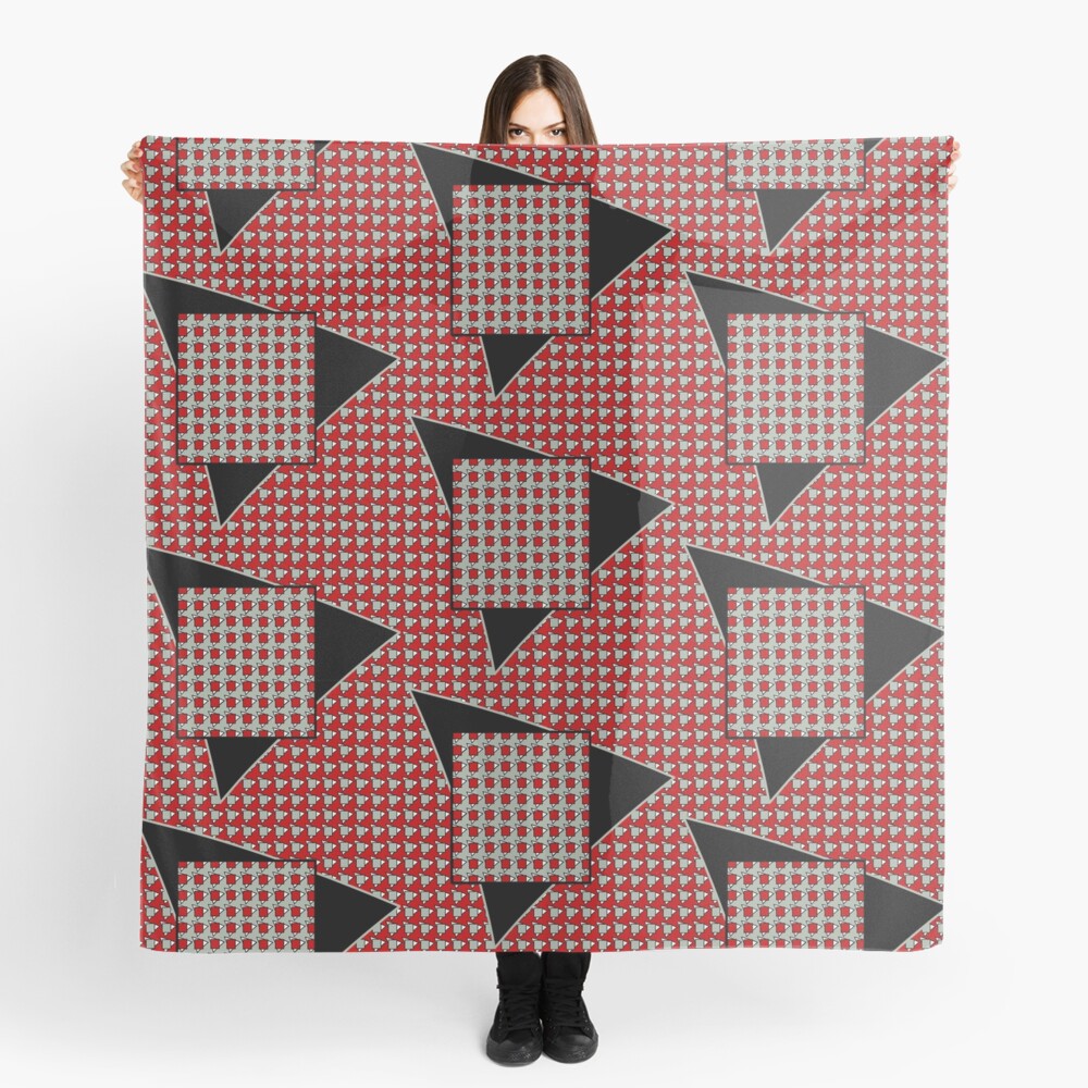 Modern houndstooth - red, black and sage Scarf