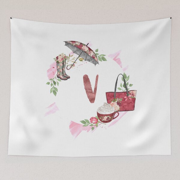 Item preview, Pretty in Pink Monogram V - Alphabet Letter V designed and sold by MysticMagpie.