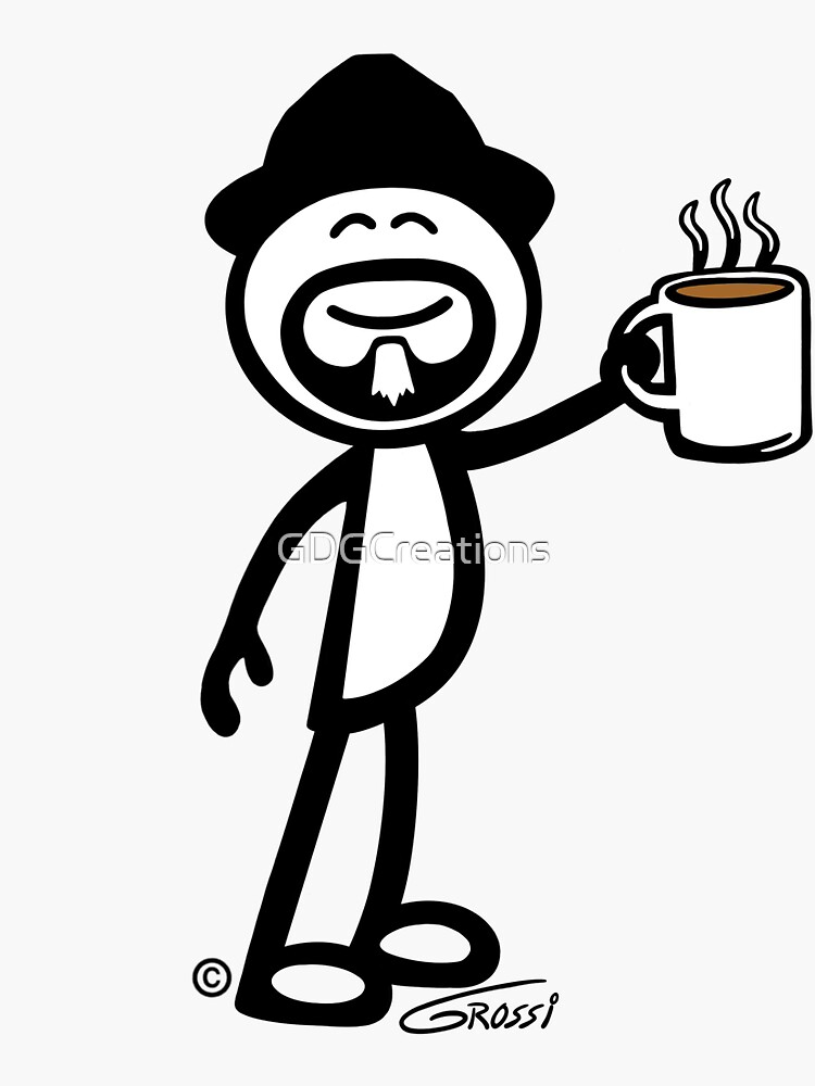 "GG Coffee Guy Stick Figure" Sticker by GDGCreations Redbubble