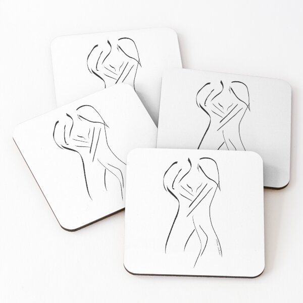 Item preview, Mirrored Love - Monochrome sketch of two women in an embrace designed and sold by robinyukiko.