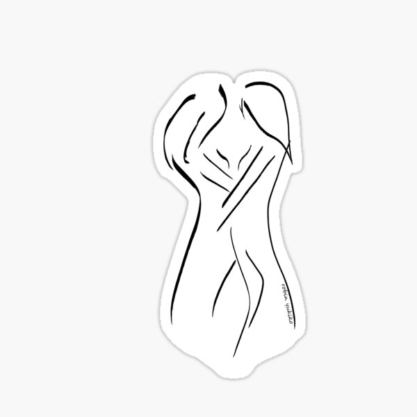 Mirrored Love - Monochrome sketch of two women in an embrace Sticker