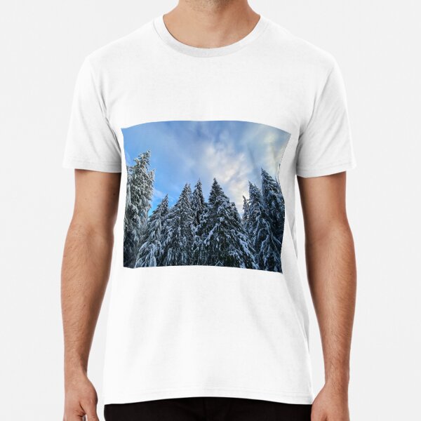 Snow Capped Evergreen Trees Premium T-Shirt