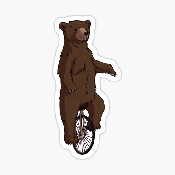 Bear On A Unicycle Sticker