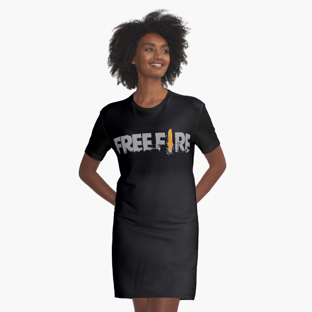 Free Fire Text Image Graphic T Shirt Dress