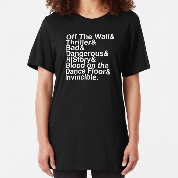 7 Albums in Helvetica (White Text) Slim Fit T-Shirt