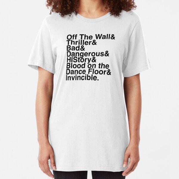 7 Albums in Helvetica (Black Text) Slim Fit T-Shirt