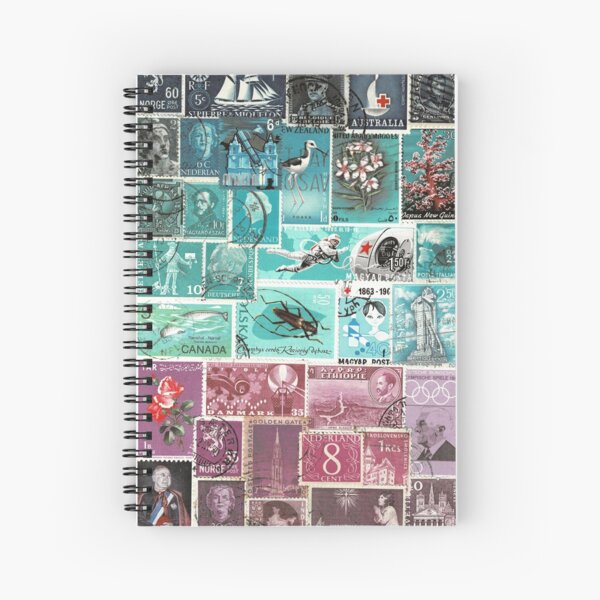 Purple Storm Landscape, Postage Stamp Collage Spiral Notebook