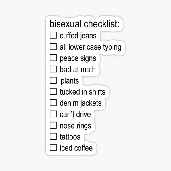 Aperçu de l'œuvre Liste de contrôle bisexuelle meme créée et vendue par broadwaycantdie.
