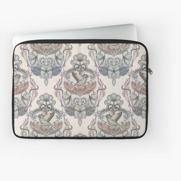 Woodland Birds - hand drawn vintage illustration pattern in neutral colors Laptop Sleeve