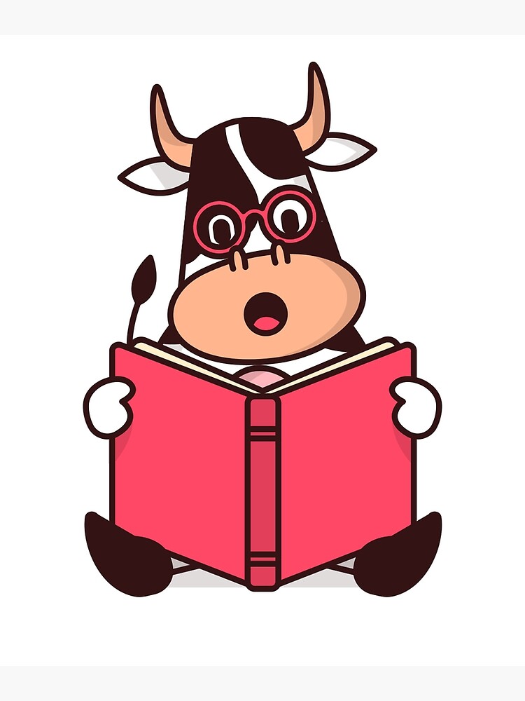 Cow reading book | Greeting Card