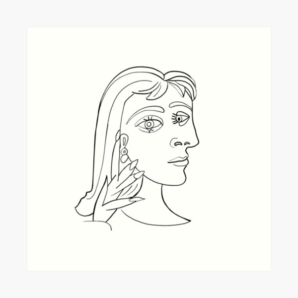 Picasso Frauenkopf # 5 Lineart Kunstdruck