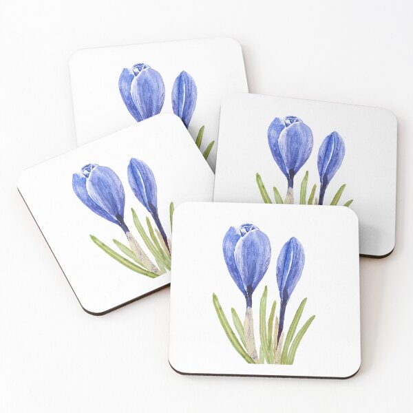 Item preview, hand painted blue crocus buds watercolor painting  designed and sold by ColorandColor.