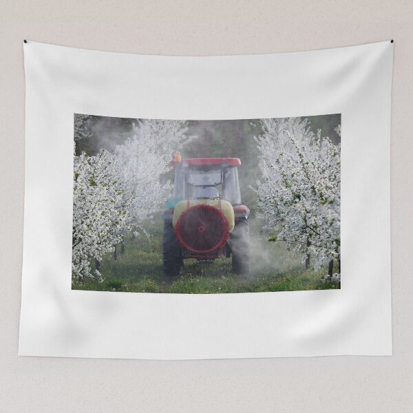 Item preview, tractor sprays insecticide in cherry orchard in spring  agriculture designed and sold by goceris.