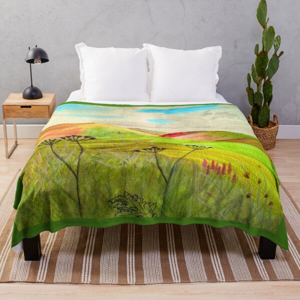 Item preview, Landscape Artist Painted Throw Blanket, Luxury Country Scene designed and sold by ArtSoulStudio.