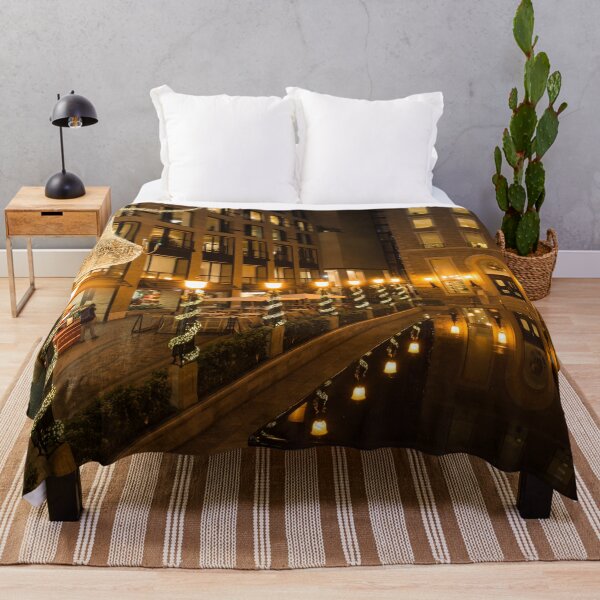 Item preview, Christmas in Bright Gold - Festive Lights and Decorations Reflected in Black Marble Fountain designed and sold by Georgia Mizuleva.