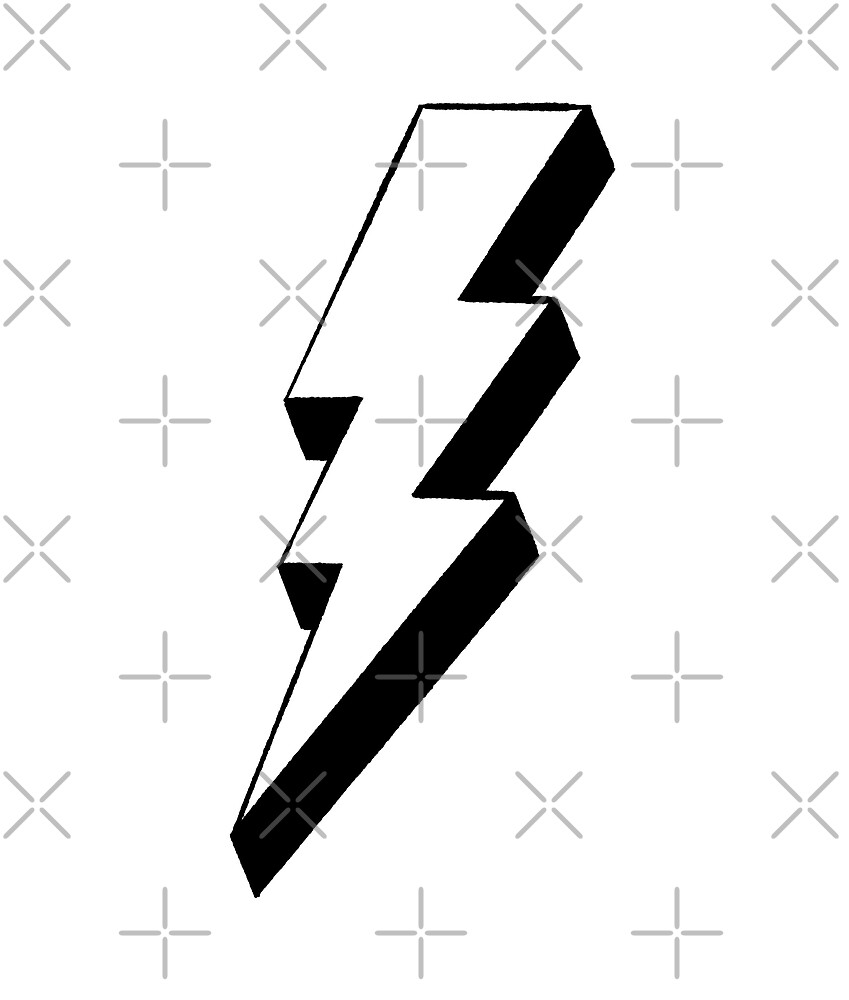 "Black and White Lightning Bolt with Rough Edges" by MadoMade Redbubble
