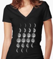 Moon Phases Women's Fitted V-Neck T-Shirt