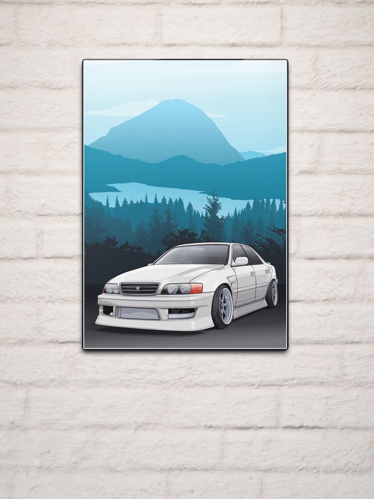 Chaser JZX100 with mountains background | Metal Print
