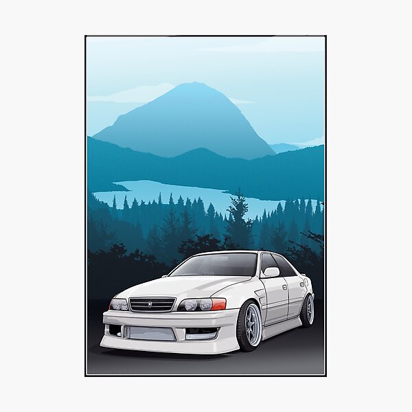 Chaser Jzx100 With Mountains Background Photographic Print By Artymotive Redbubble