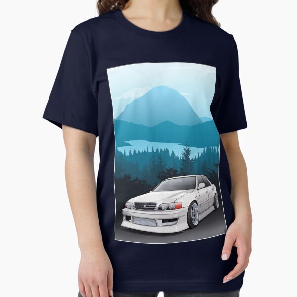 Aperçu de l'œuvre Chaser JZX100 avec fond de montagnes créée et vendue par ArtyMotive.