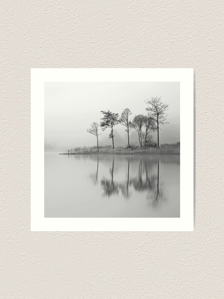 Tree Print / Lone buy Tree Print / Black and White Print / Winter Print/ Scotland / Loch Lomond / Large Wall Print/ Minimal Print