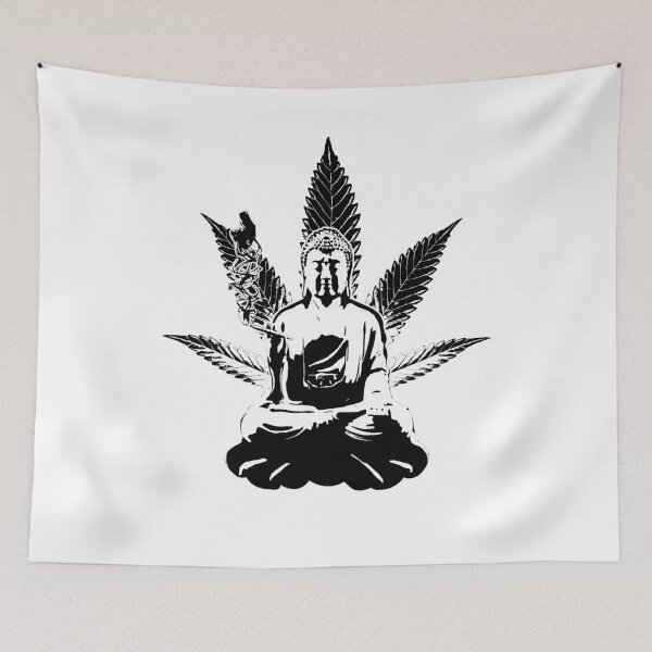 Item preview, Buddha design with hemp leaf designed and sold by LuminOrb.