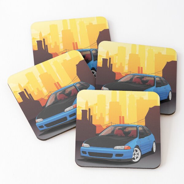Item preview, Civic EG hatch with cityscape background. designed and sold by ArtyMotive.