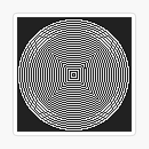 Big pixel circle chart, Psychedelic art. Art movement Sticker