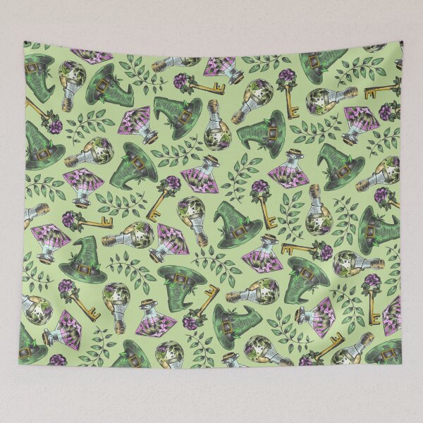 Item preview, Bruja de primavera - Patrón de brujería botánica en verde designed and sold by TimorousEclectc.