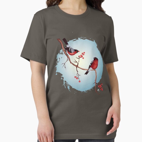 Item preview, A pair of bullfinches on a branch with winter berries designed and sold by Alexandra Kueny.