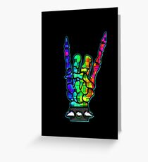 HEAVY METAL HAND SIGN - rainbow cubes Greeting Card