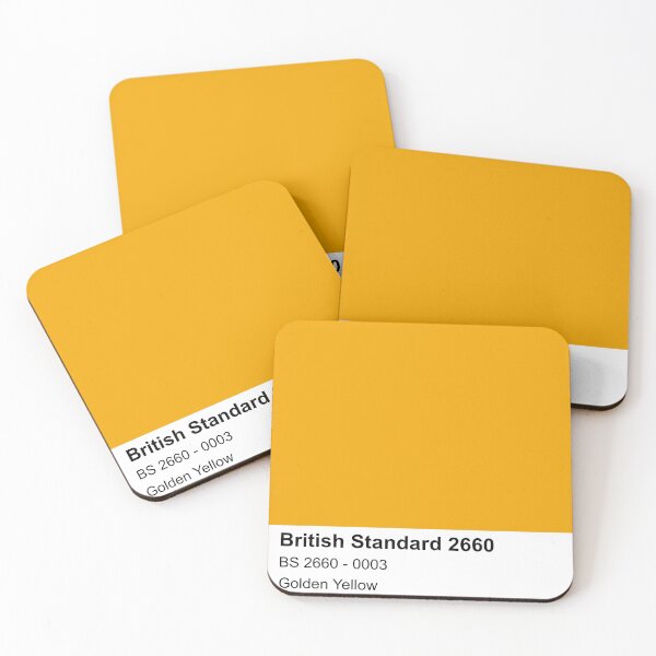 Golden Yellow British Standard 0003 Colour Swatch Coasters (Set of 4)
