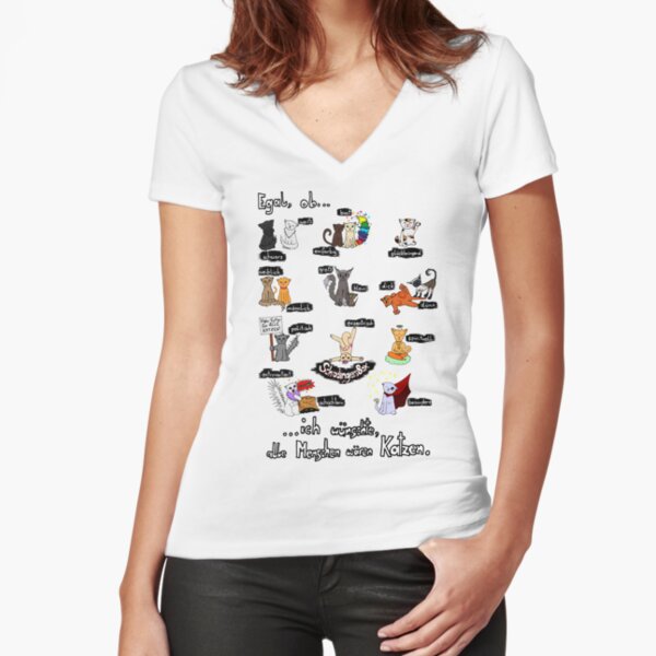 Tailliertes T-Shirt mit V-Ausschnitt